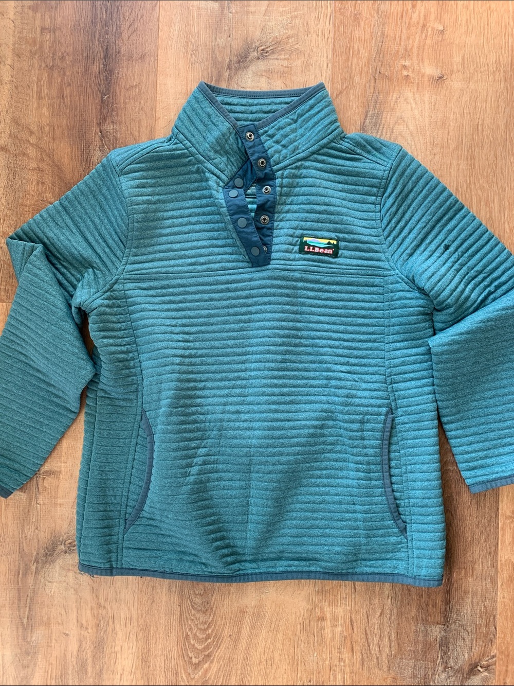 Women’s L.L. Bean Teal Quilted Snap Pullover Hoodie
